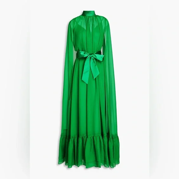 chinese dress ladies Cape-sleeve Crepe Maxi Dress – shopaleena